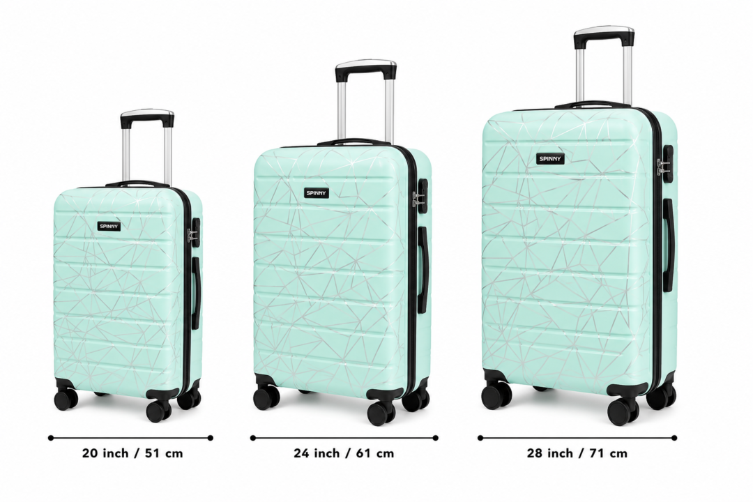 Mint Green Printed ABS Trolley Suitcase Front View - Roamer India