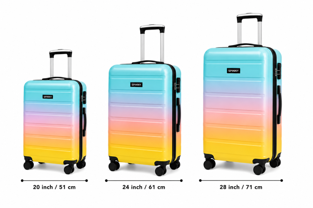 Rainbow Ombre Printed ABS Trolley Suitcase Front View - Roamer India