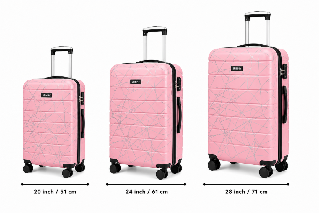 Pink Printed ABS Trolley Suitcase Front View - Roamer India