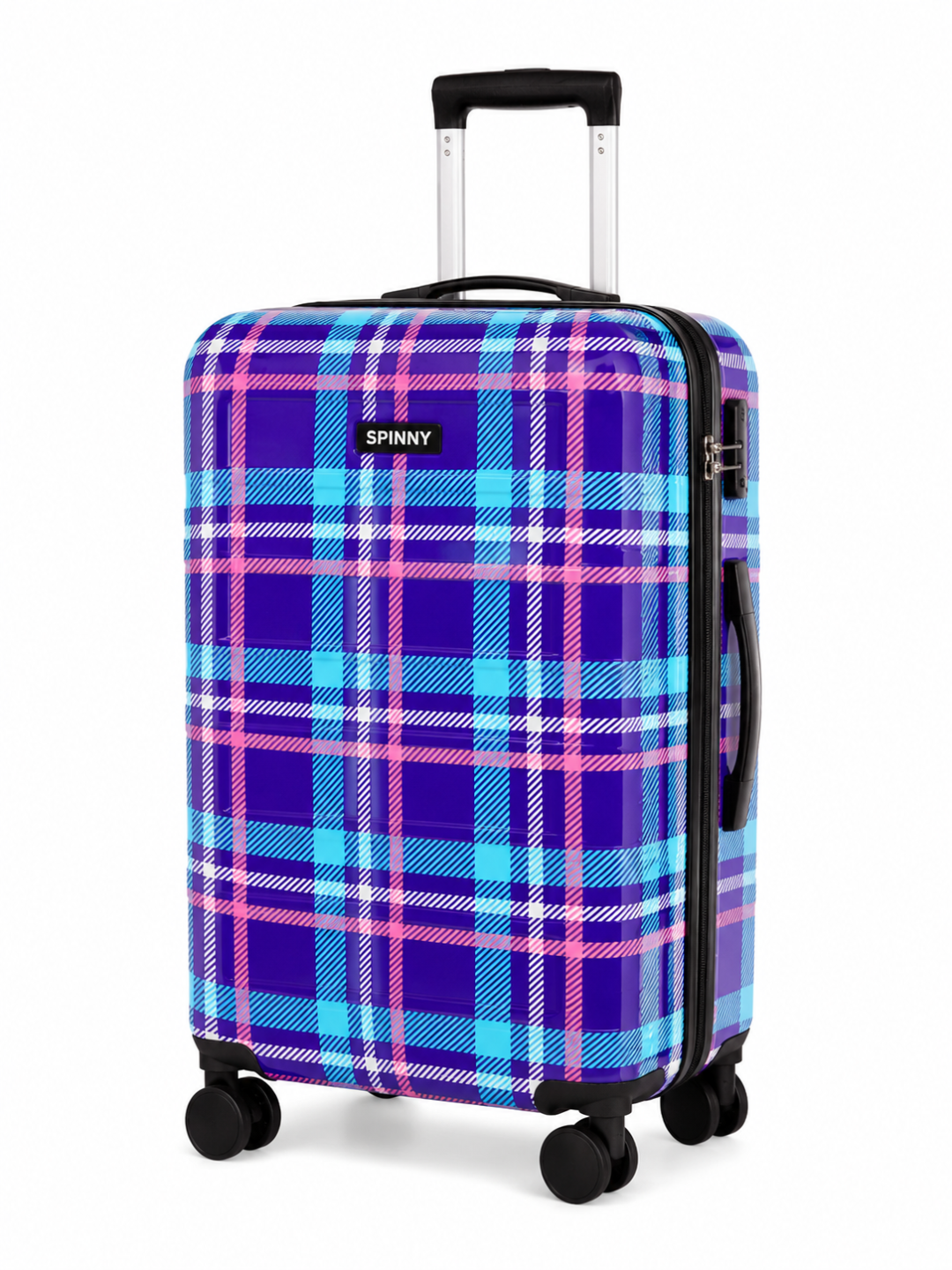 Tartan Plaid Printed ABS Trolley Luggage - Roamer India
