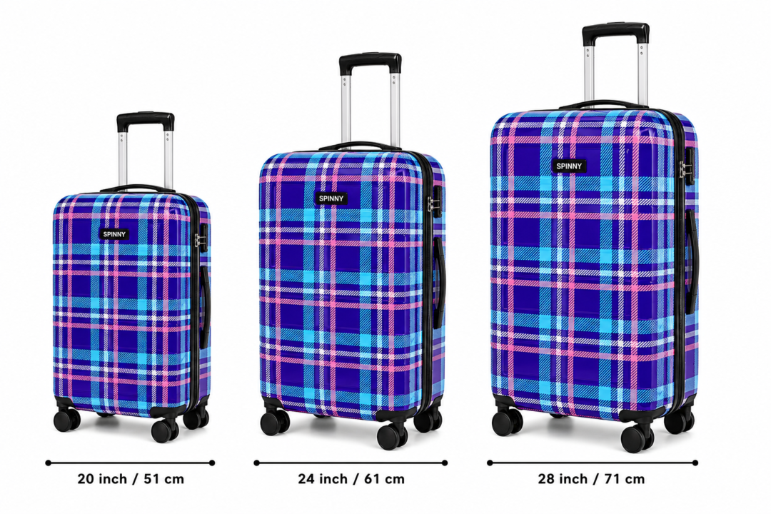 Tartan Plaid Printed ABS Trolley Suitcase Front View - Roamer India
