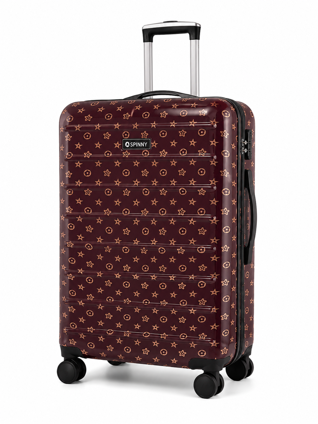 Maroon Star Printed ABS Trolley Luggage - Roamer India