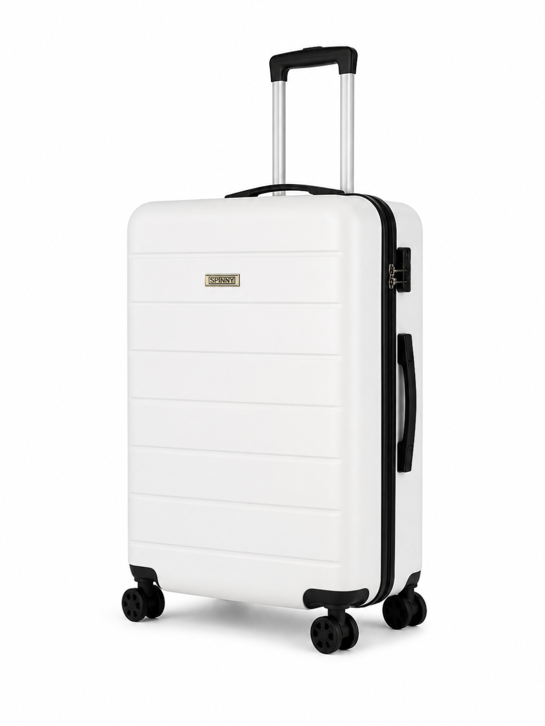 White ABS Trolley Luggage with Black Fitting - Roamer India