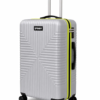 Silver ABS Trolley Luggage with Lime Contrast Fitting - Roamer India