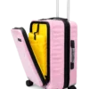 Geometric Pink Hard Shell Laptop Trolley Bag with Front Laptop Compartment - Roamer India