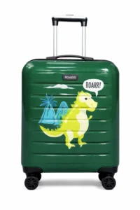 green kids trolley bag dinosaur print travel luggage suitcase