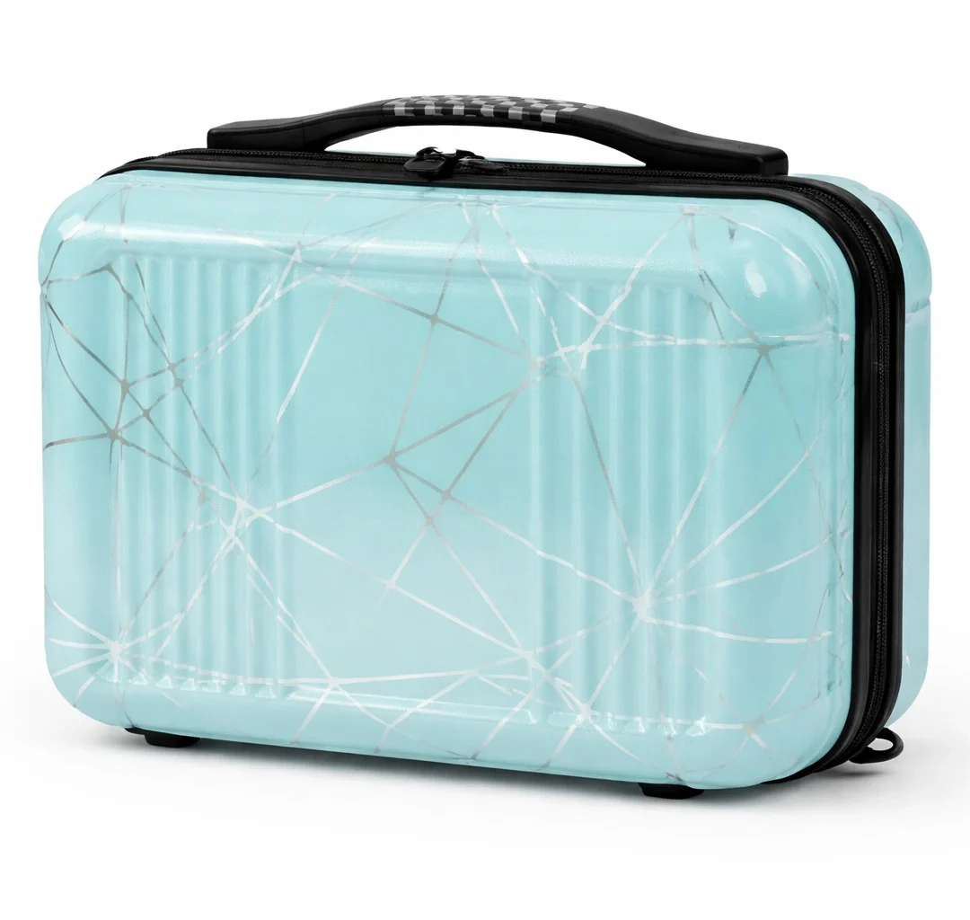 blue hard shell makeup vanity case small travel cosmetic luggage