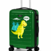 Green Dinosaur Printed ABS Kids Trolley Luggage - Roamer India