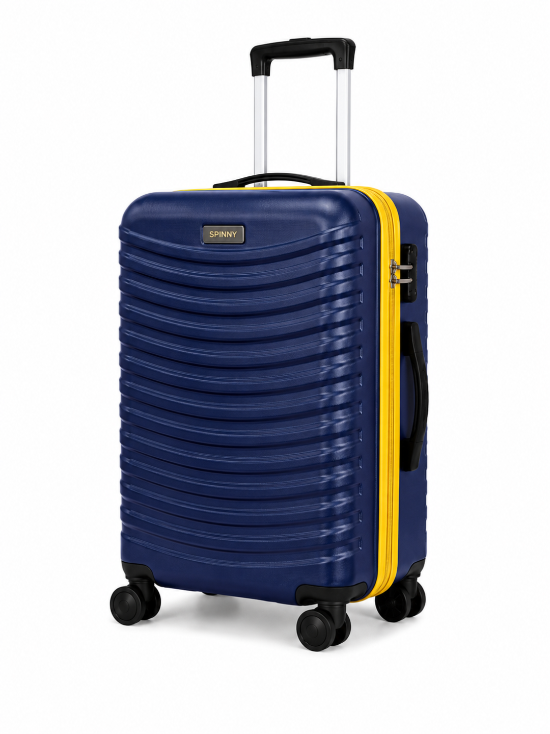 Navy Blue PC Trolley Luggage with Yellow Contrast Fitting - Roamer India