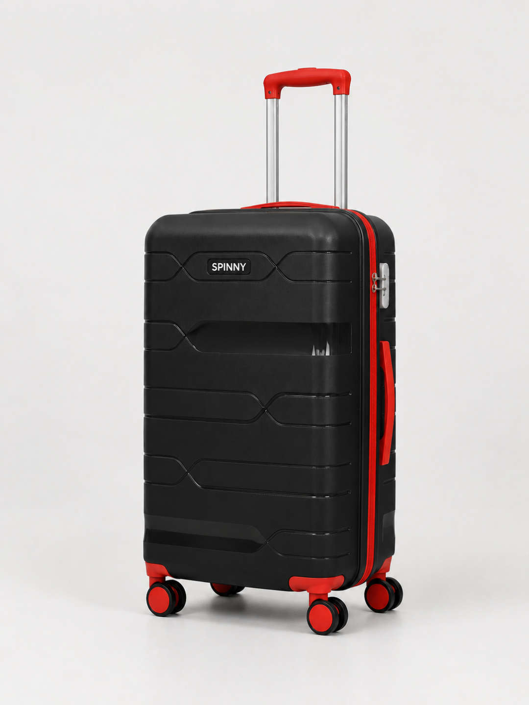 Black PP Trolley Luggage – Red Contrast Fitting