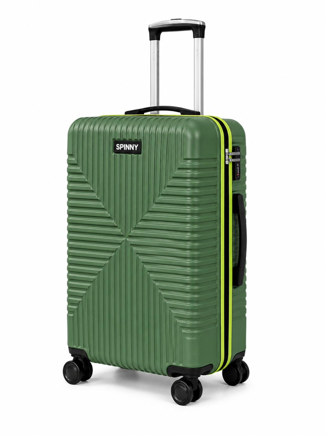 Green ABS Trolley Luggage with Lime Contrast Fitting - Roamer India