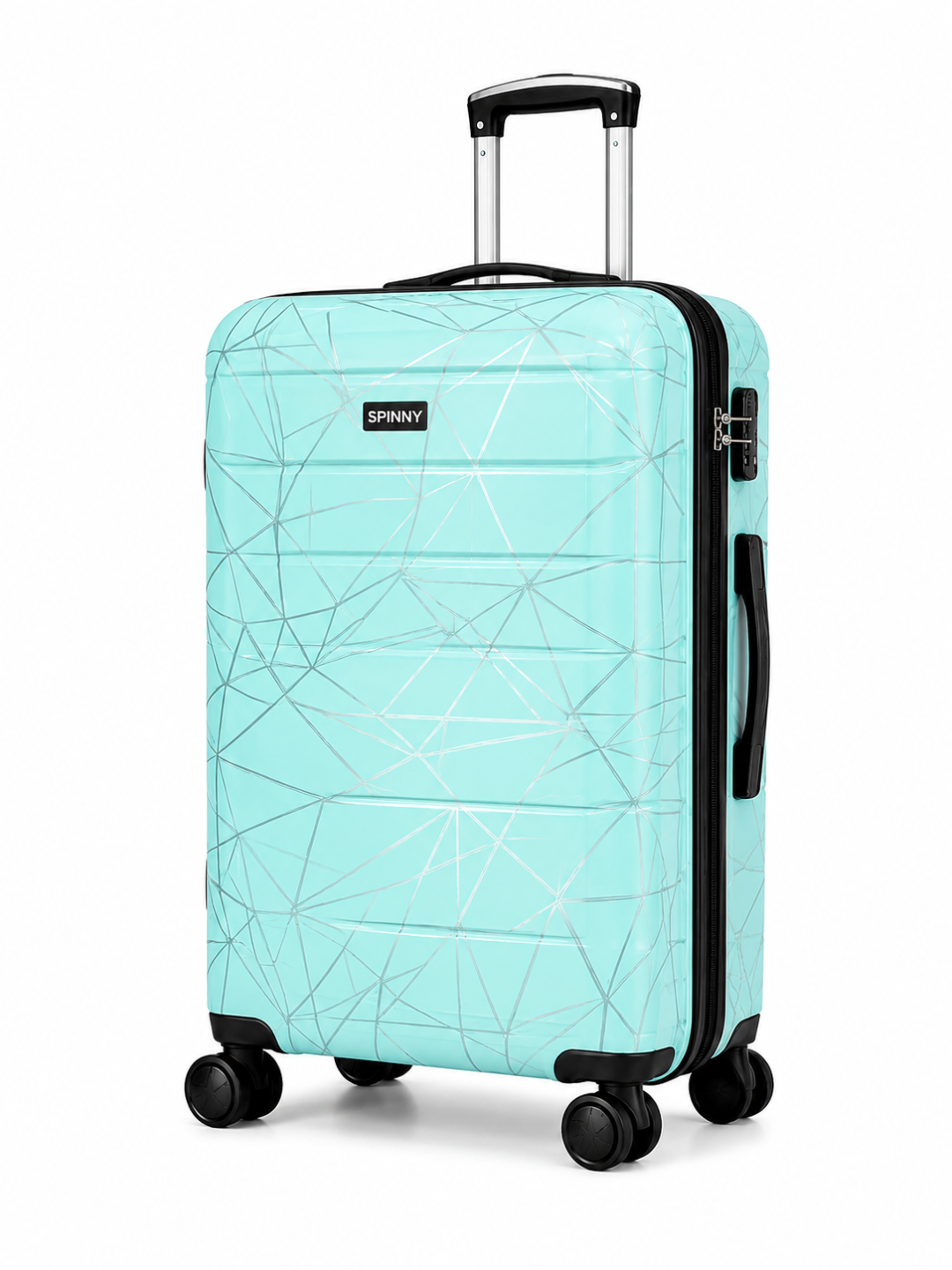 Aqua Mint Geometric ABS Spinner Luggage - Roamer India
