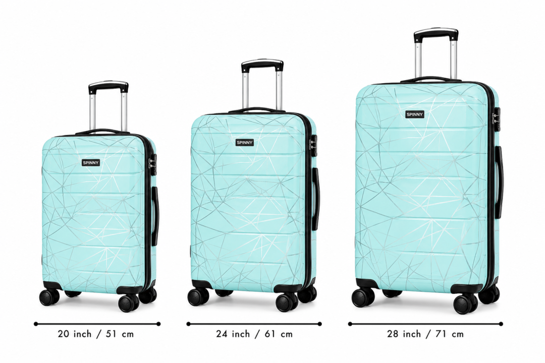 Aqua Mint Geometric ABS Trolley Suitcase Front View - Roamer India