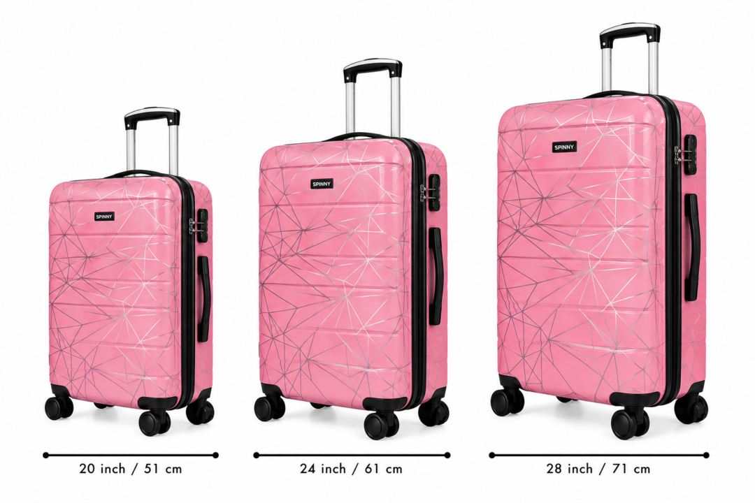 Blush Pink Geometric ABS Trolley Suitcase Front View - Roamer India