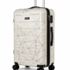 Cream Geometric ABS Spinner Luggage - Roamer India