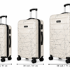 Cream Geometric ABS Trolley Suitcase Front View - Roamer India