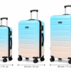 Turquoise Peach Ombre Printed ABS Trolley Suitcase Front View - Roamer India