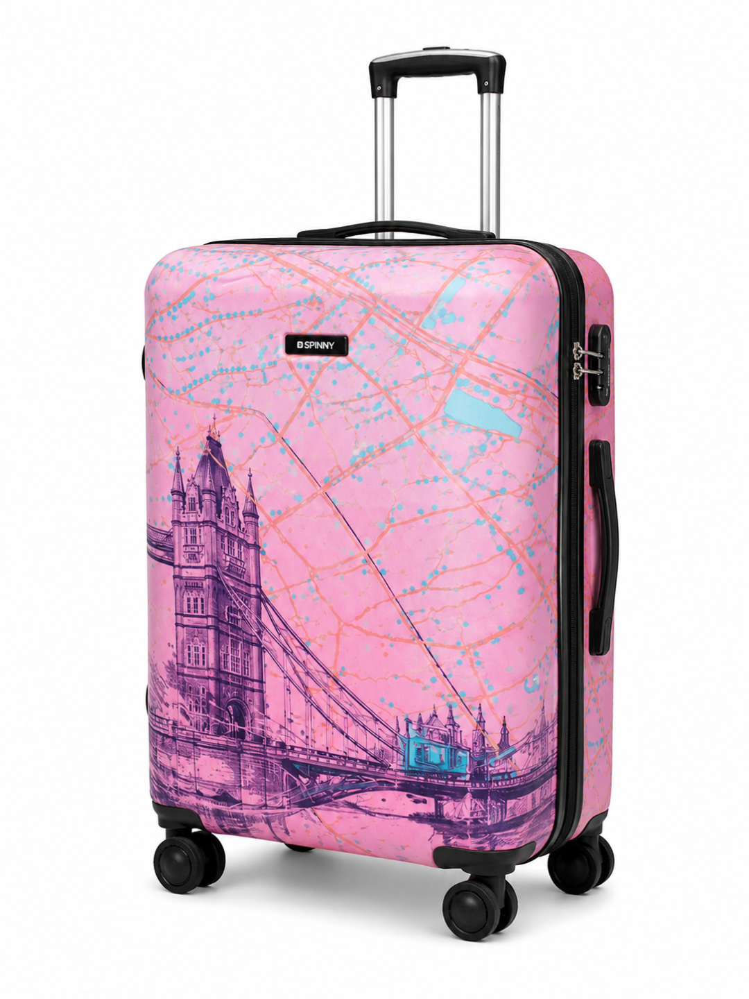 Pink London Bridge Printed ABS Trolley Luggage - Roamer India