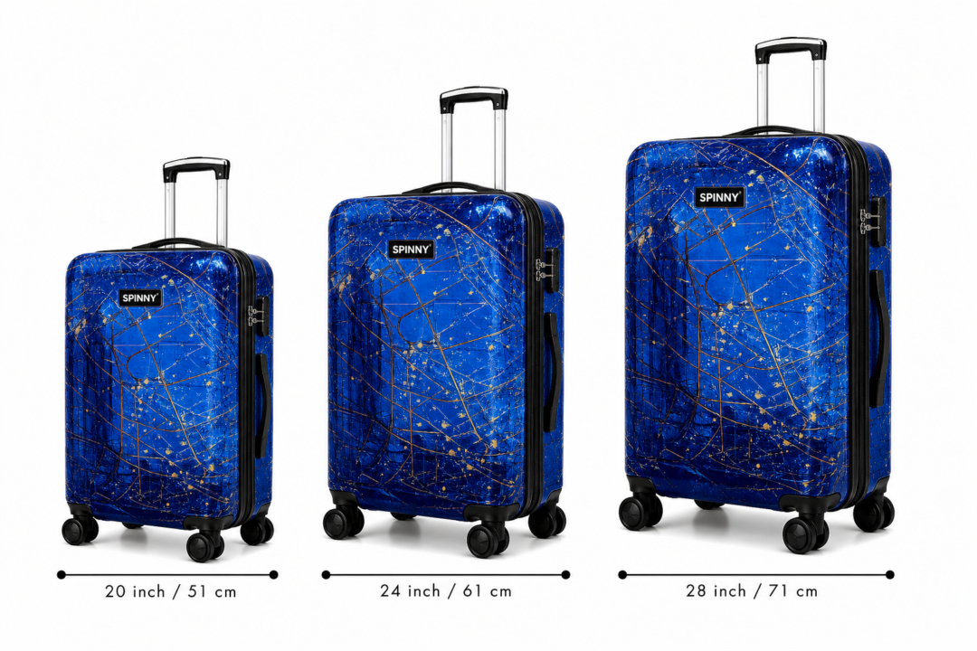 Gold Crackle Marble Printed ABS Trolley Suitcase Front View - Roamer India
