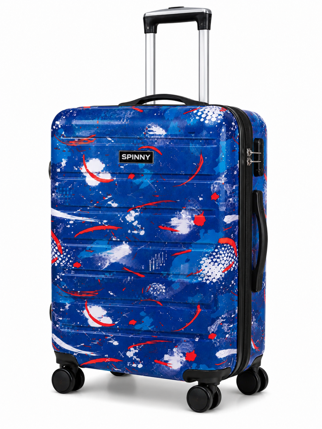 Royal Blue Abstract Splatter Printed ABS Trolley Luggage - Roamer India