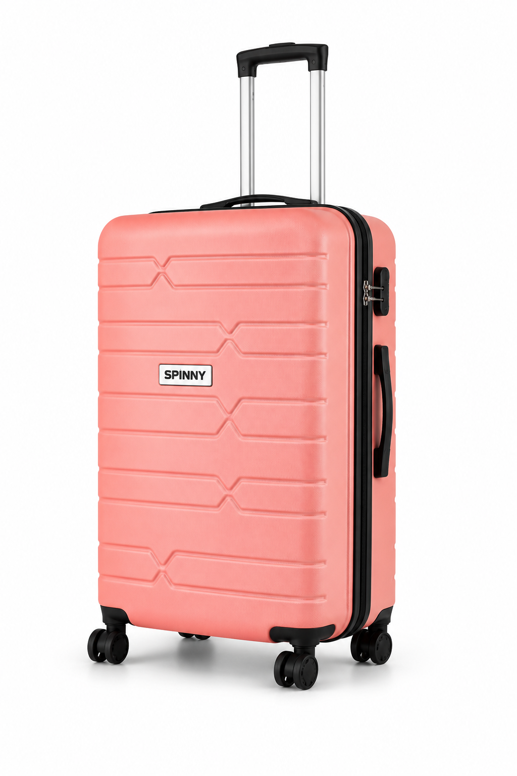 Coral Pink ABS Trolley Luggage with Black Fitting - Roamer India