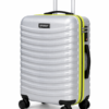 Silver PC Trolley Luggage with Lime Contrast Fitting - Roamer India