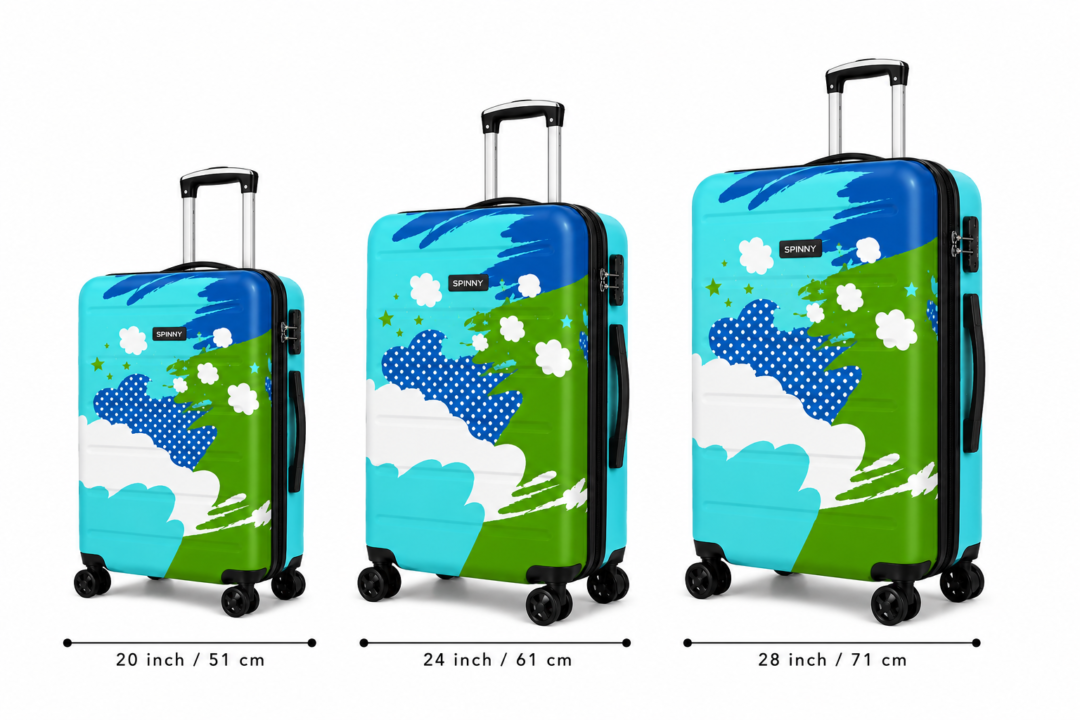 Turquoise Green Splatter Printed ABS Trolley Set Both Sizes - Roamer India