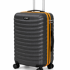 Black PC Trolley Luggage with Orange Contrast Fitting - Roamer India