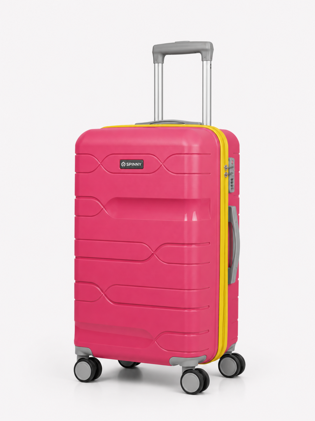 Pink PP Trolley Luggage – Yellow Contrast Fitting