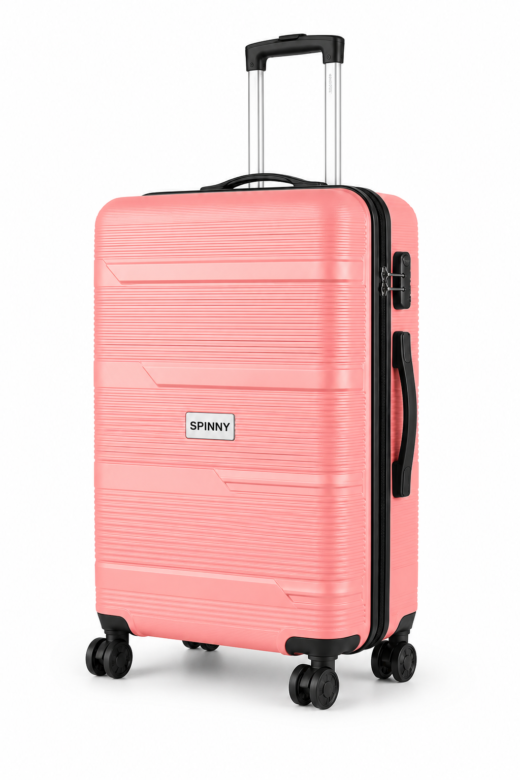 Coral Pink ABS Trolley Luggage with Black Fitting - Roamer India