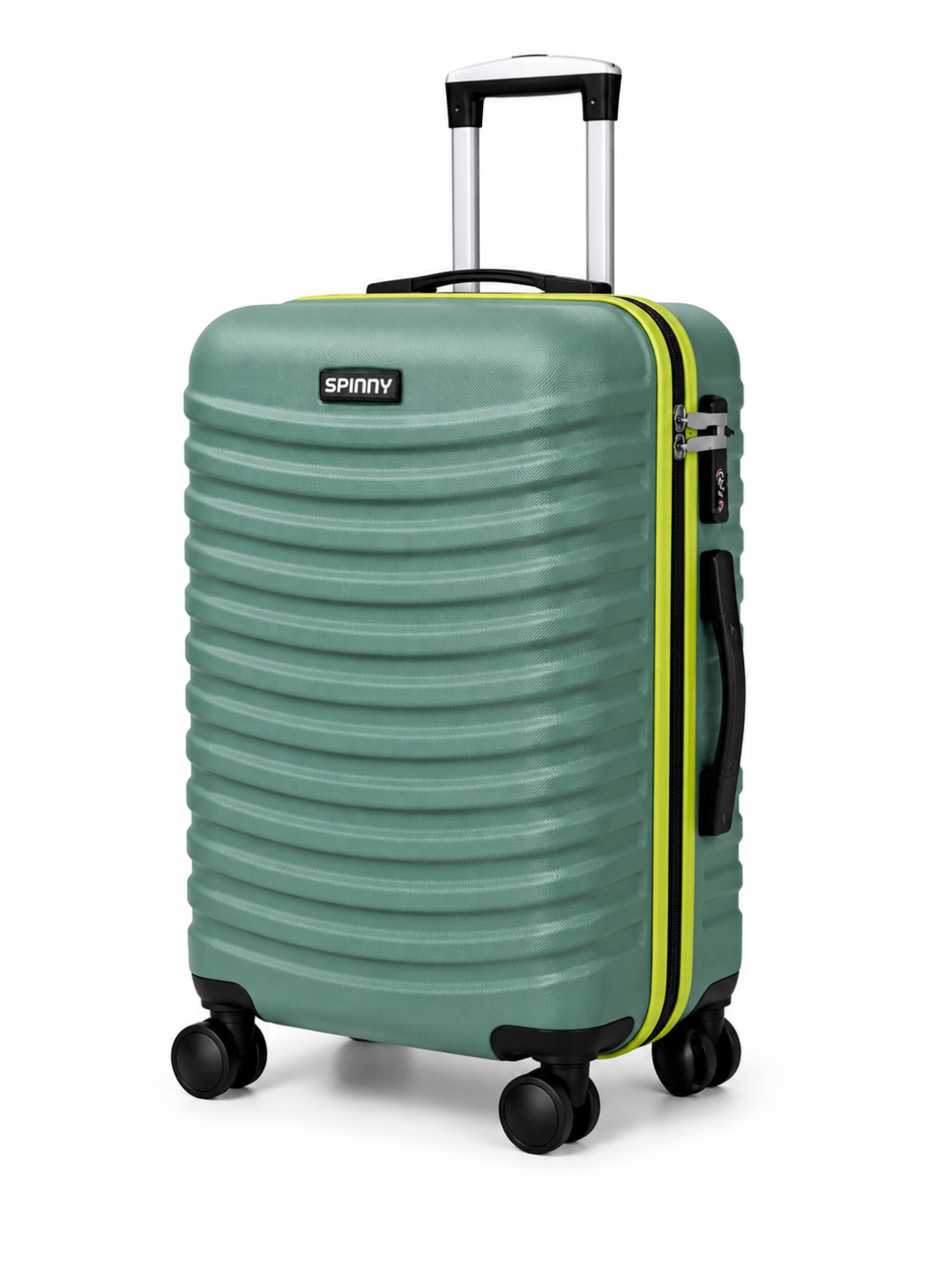 Sage Green PC Trolley Luggage with Lime Contrast Fitting - Roamer India