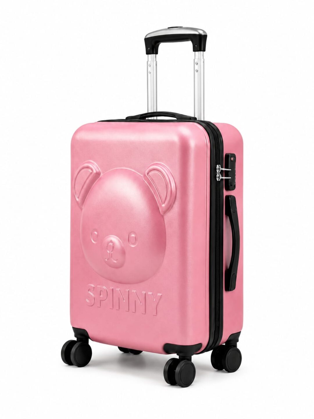Pink 3D Bear Face ABS Kids Trolley Luggage - Roamer India