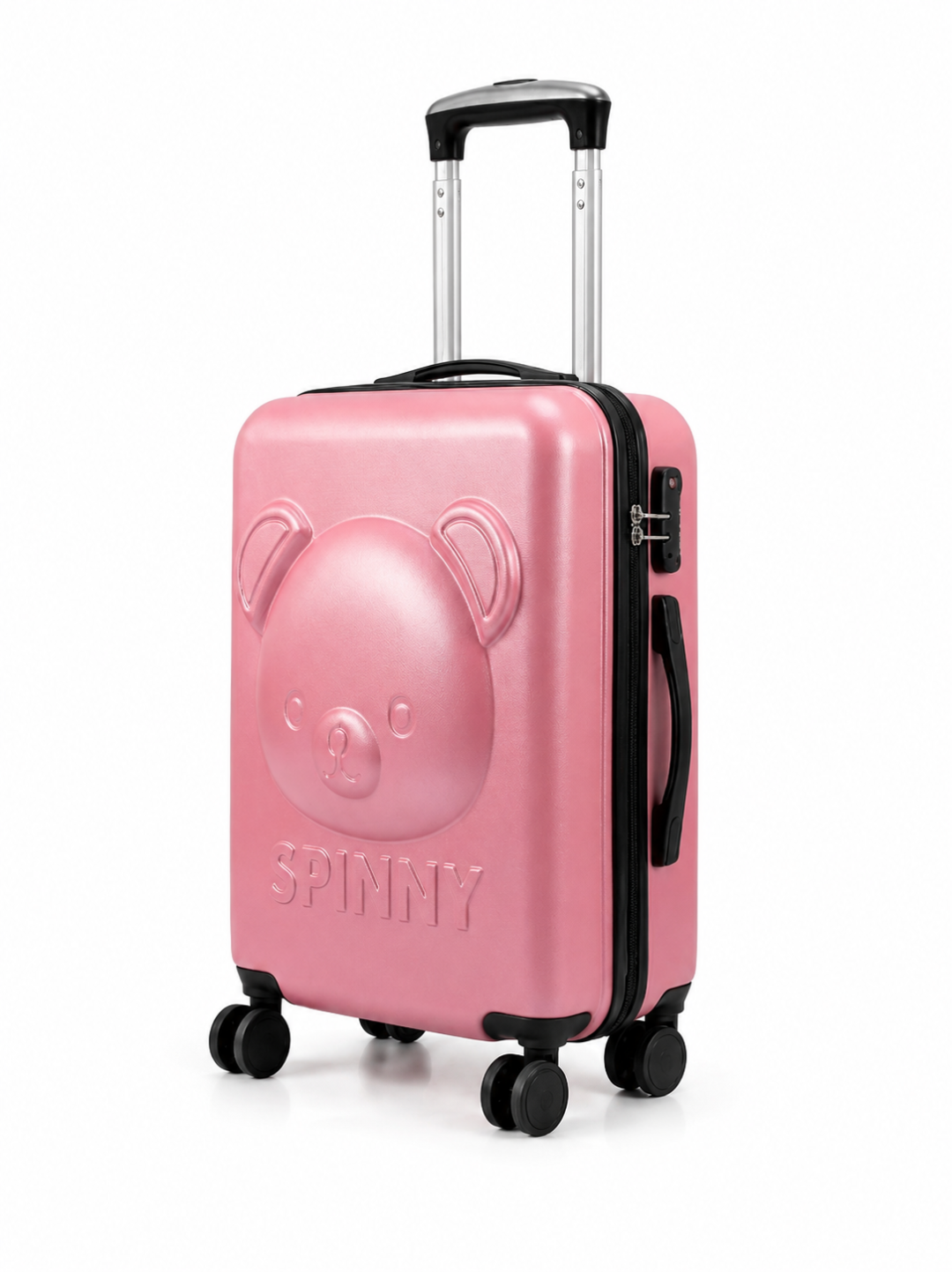 Pink 3D Bear Face ABS Kids Trolley Luggage - Roamer India