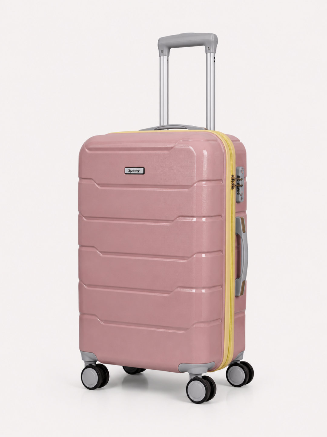 Pink PP Trolley Luggage – Yellow Contrast Fitting