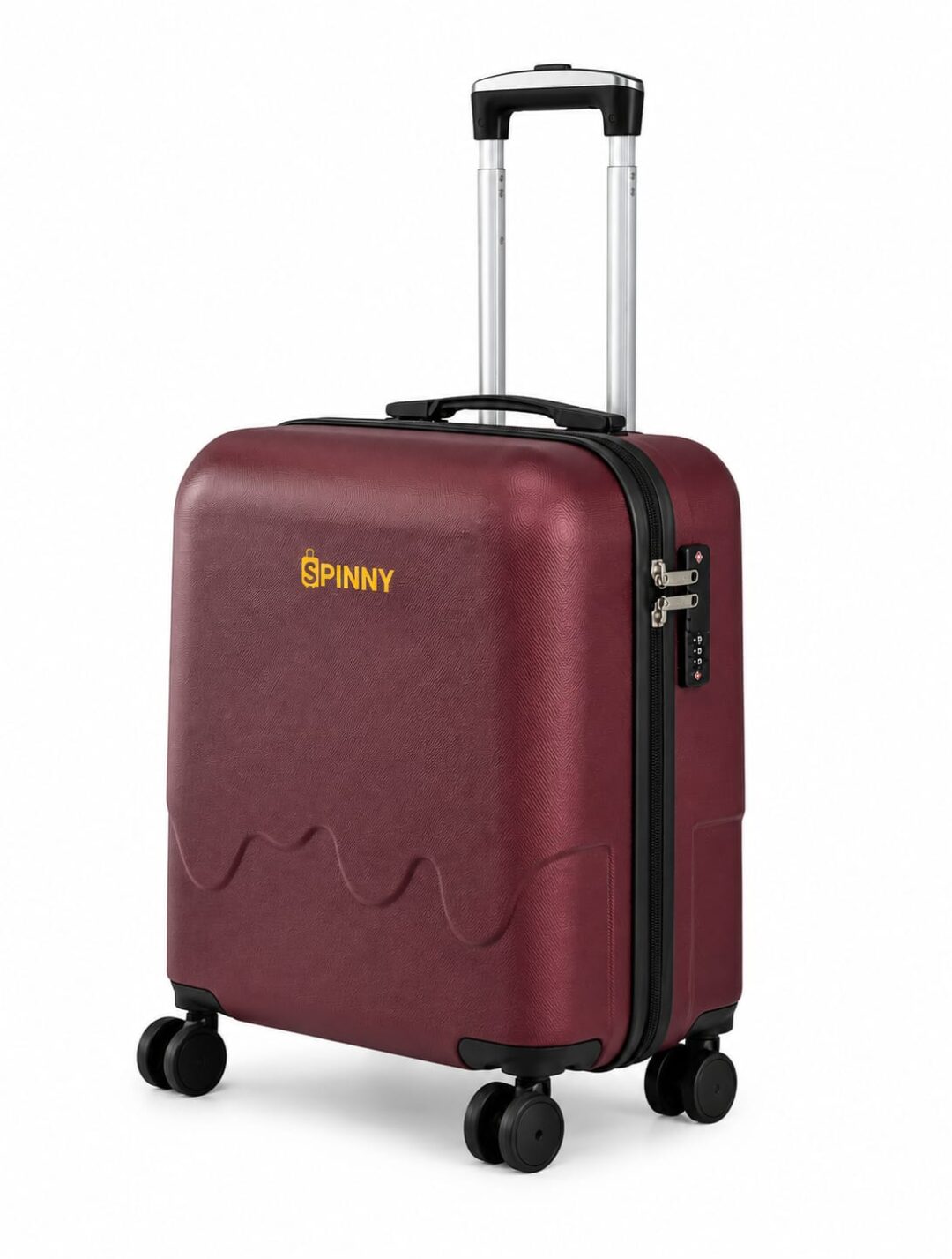 Maroon Wavy Textured ABS Kids Trolley Luggage - Roamer India
