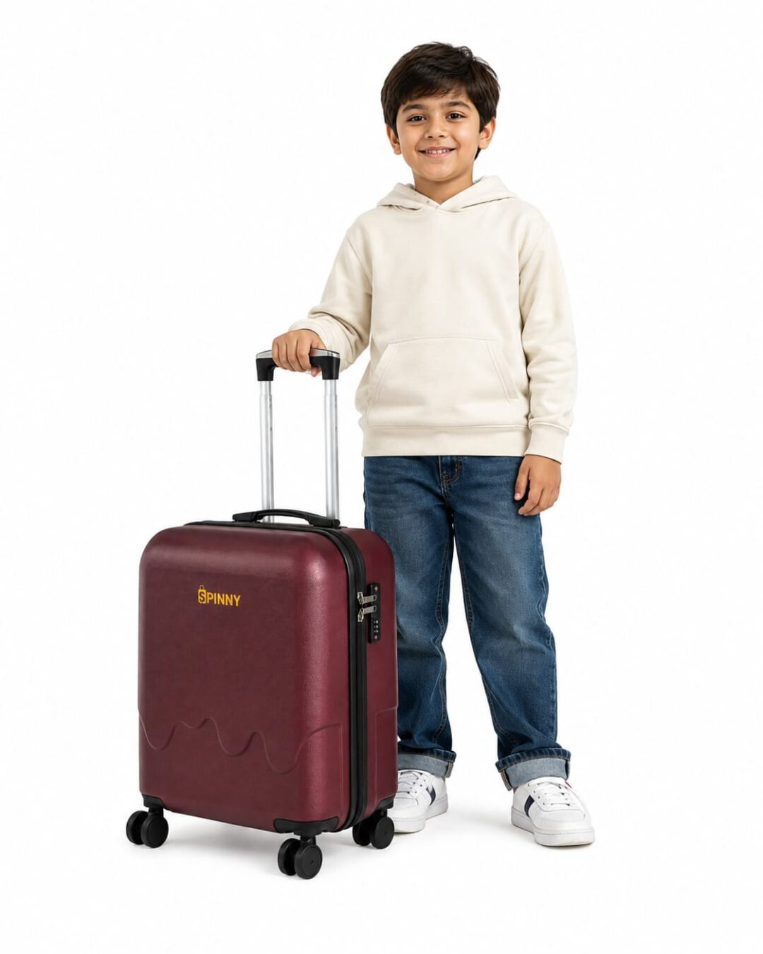 Wavy Textured ABS Kids Trolley Suitcase Front View - Roamer India