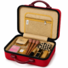 Cherry Red Premium ABS Vanity Box Open Interior with Makeup Storage Compartments - Roamer India