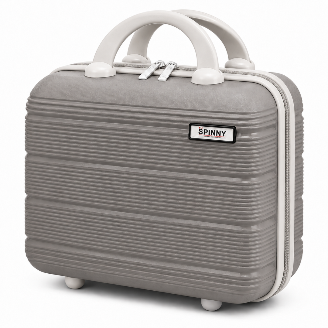 Ash Grey Premium ABS Vanity Box with Horizontal Texture - Roamer India