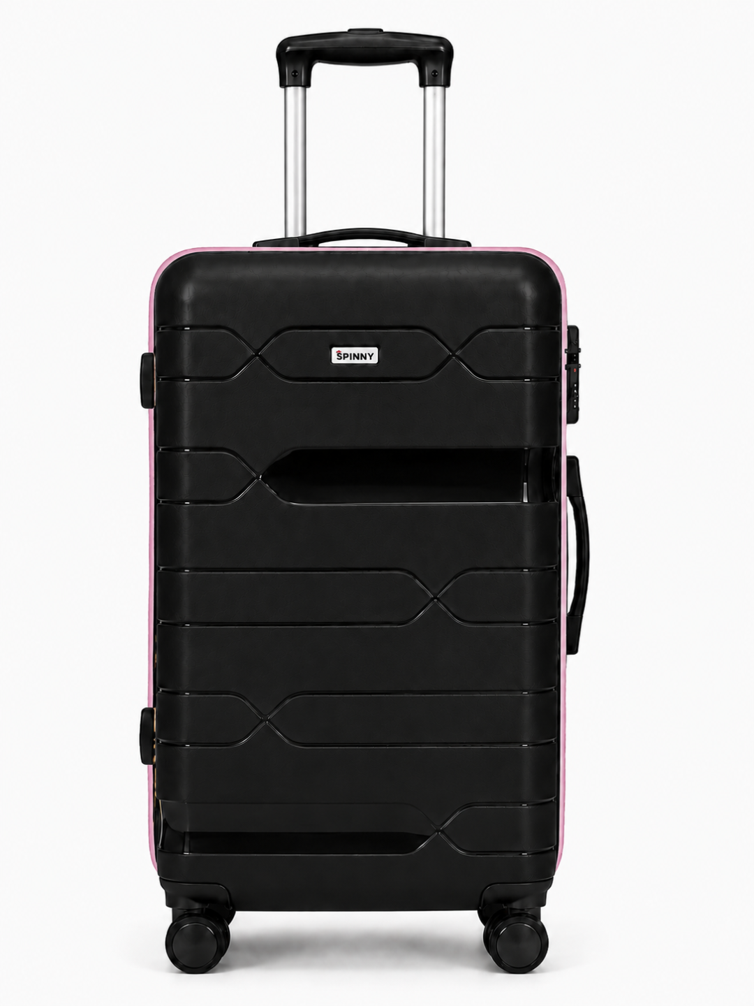 Black PP Hard Shell Trolley Luggage Front View - Roamer India