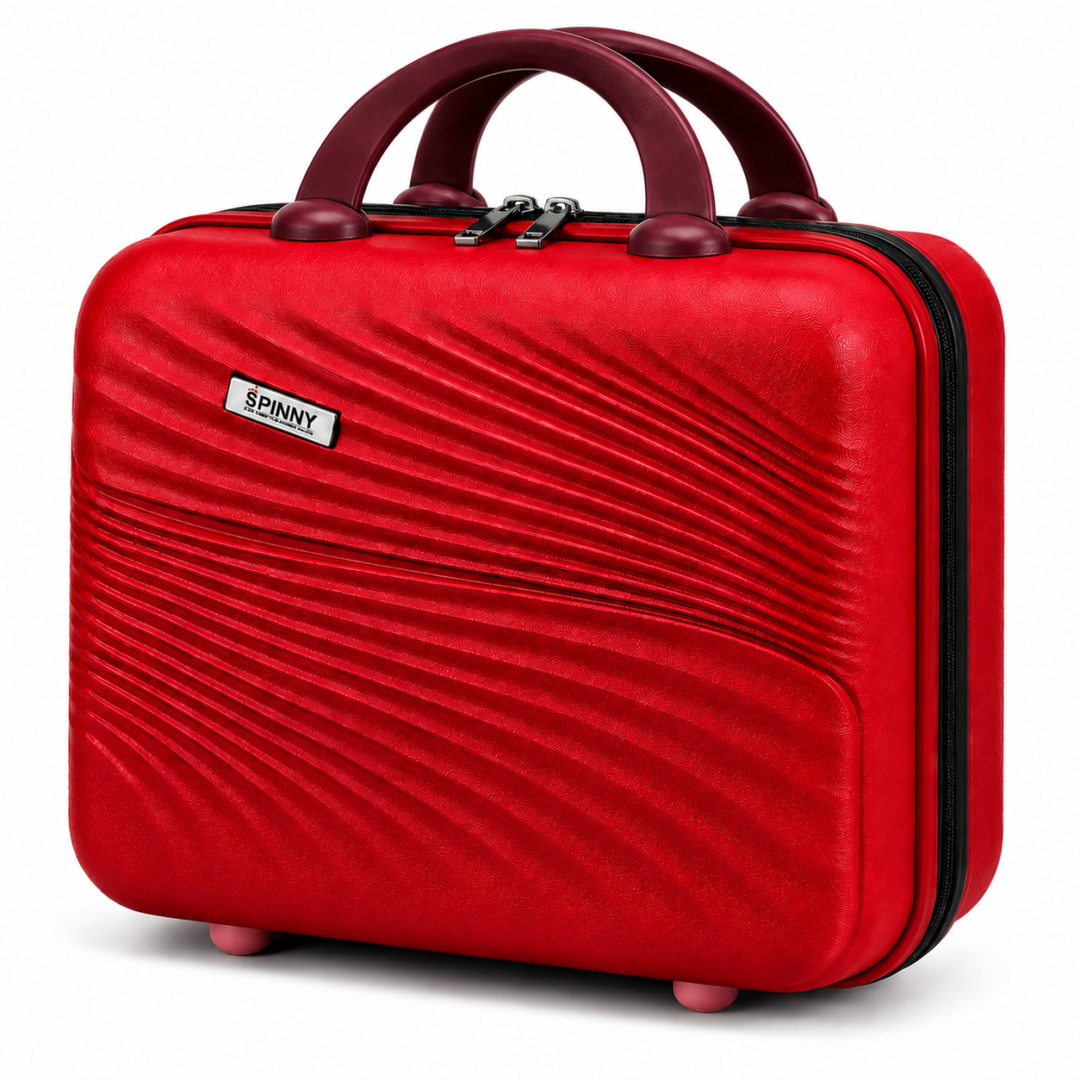 Cherry Red Premium ABS Vanity Box with Wave Texture - Roamer India
