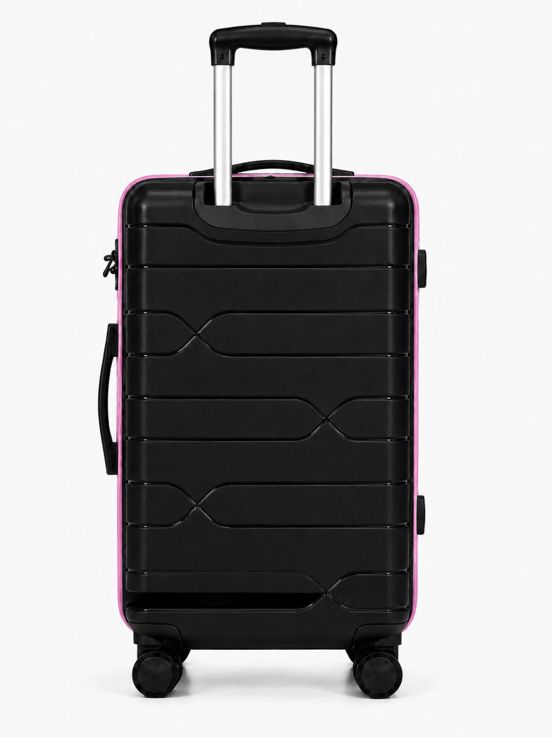 Black PP Trolley Luggage Back View with Telescopic Handle - Roamer India