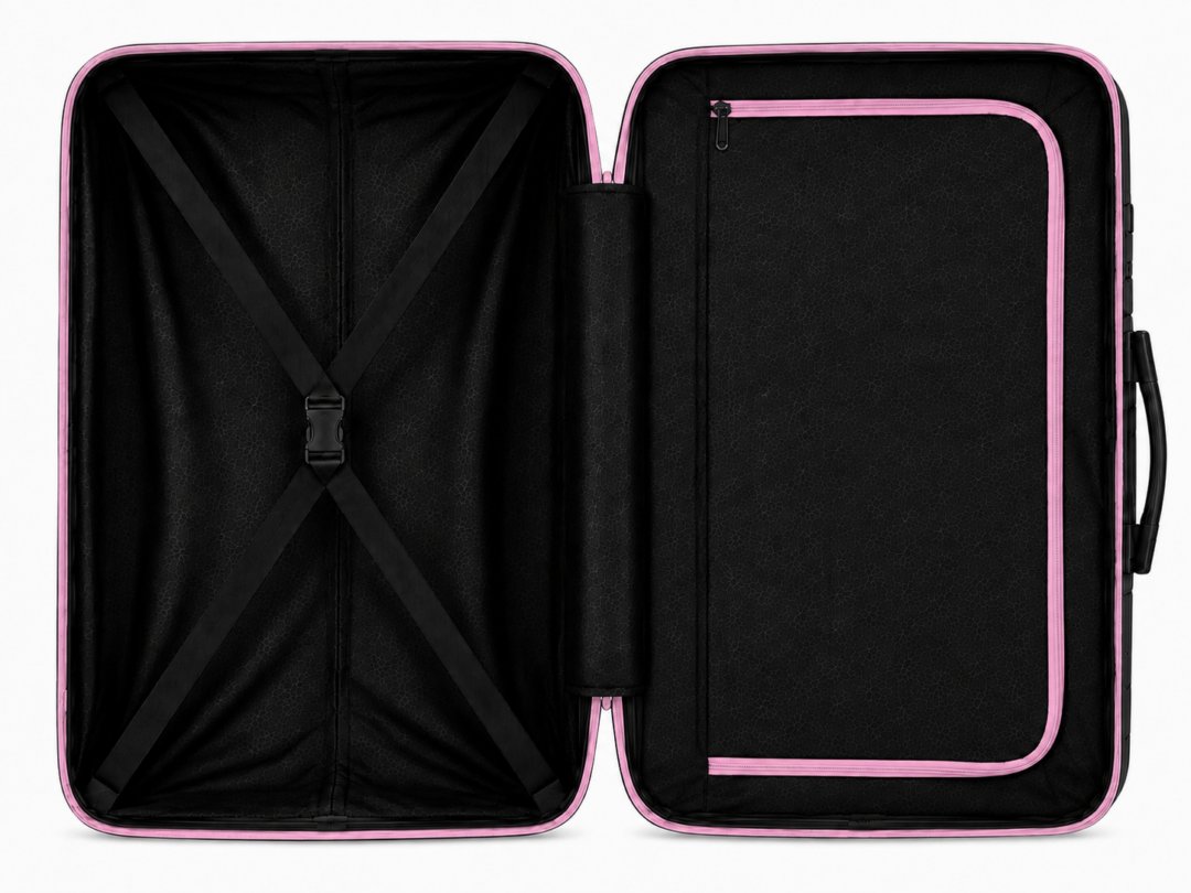 Black PP Trolley Luggage Interior with Spacious Storage Compartments