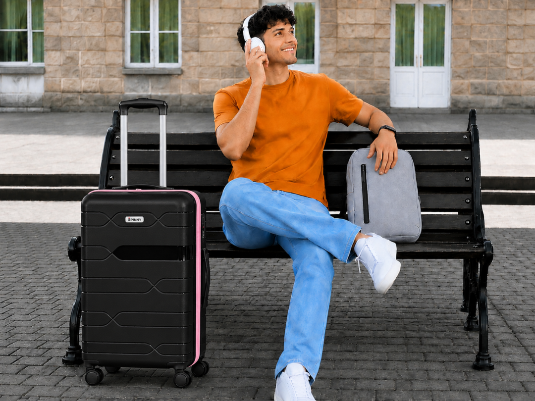 Black PP Trolley Luggage Interior with Spacious Storage Compartments