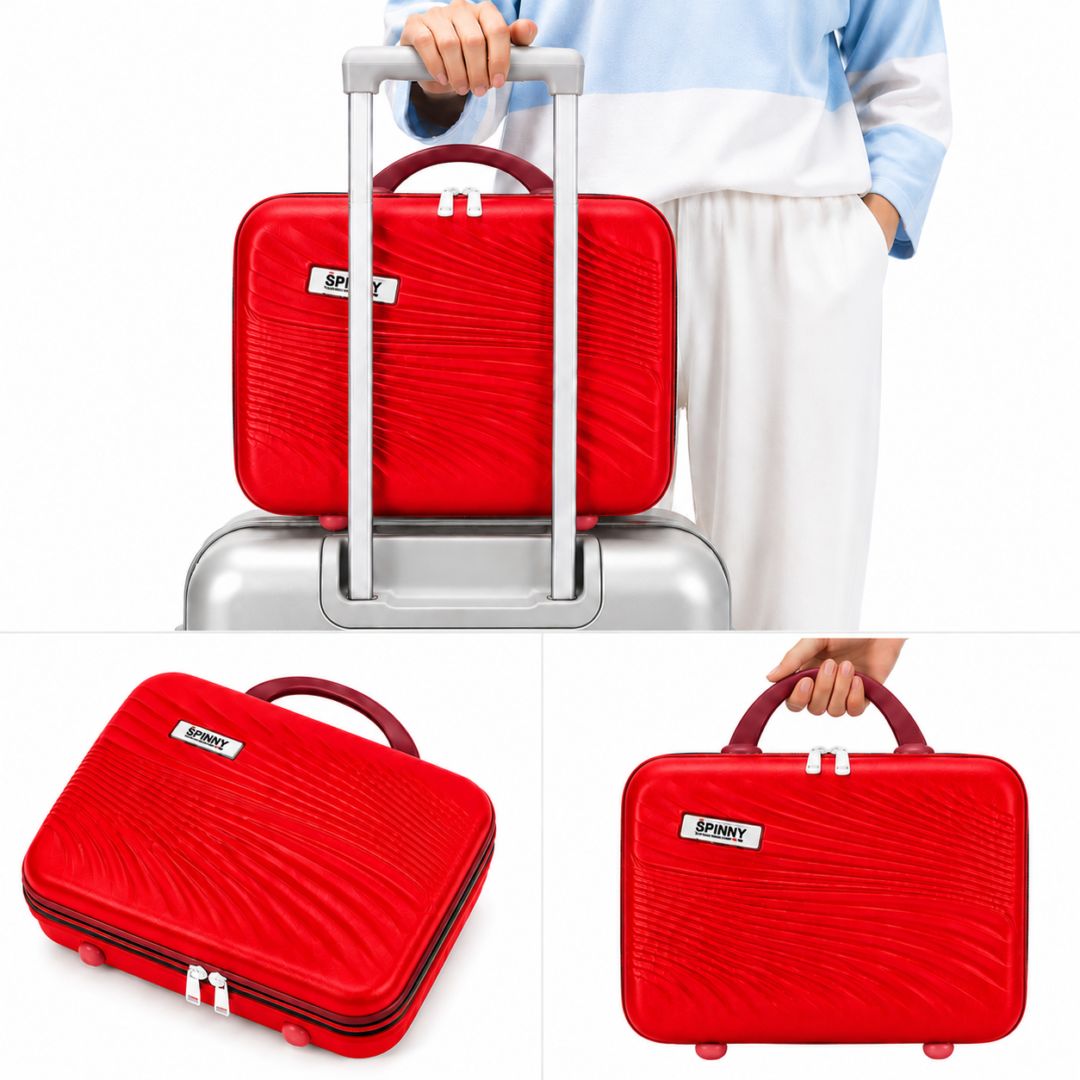 Cherry Red Premium ABS Vanity Box Side View with 3-Digit Combination Lock - Roamer India