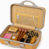 Golden Beige Premium ABS Vanity Box Open Interior with Makeup Storage Compartments - Roamer India