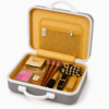Ash Grey Premium ABS Vanity Box Open Interior with Makeup Storage Compartments - Roamer India