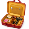Maroon Premium ABS Vanity Box Open Interior with Makeup Storage Compartments - Roamer India